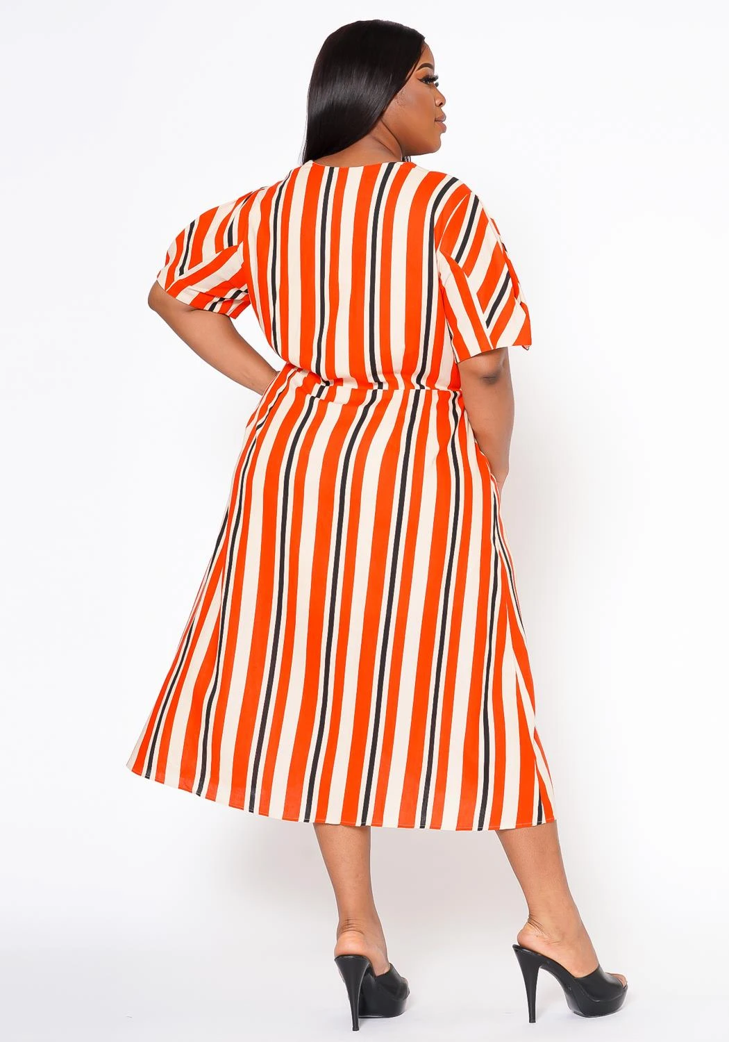 Plus Size Puff Sleeve Wrap Dress 4 Plus Size Puff Sleeve Wrap Dress - Image 4