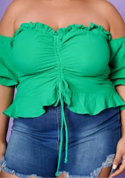 Plus Size Off Shoulder Ruffle Trim Top -Asoph Fashion Shop 2022553 002 4