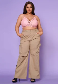 Plus Size Wide Leg Utility Cargo Pants