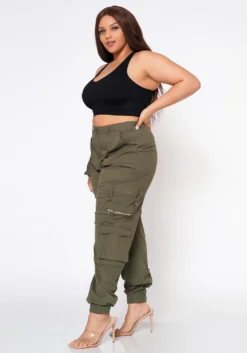 Plus Size Ankle Cuffed Utility Cargo Pants -Asoph Fashion Shop 2022559 001 2