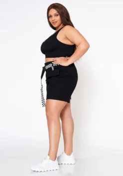 Plus Size Checkered Belt Utility Cargo Shorts -Asoph Fashion Shop 2022560 001 2