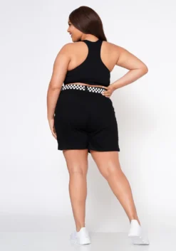 Plus Size Checkered Belt Utility Cargo Shorts -Asoph Fashion Shop 2022560 001 3