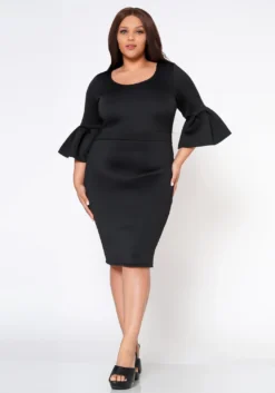 Plus Size Form Fitting Scuba Dress