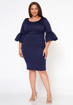 Plus Size Form Fitting Scuba Dress -Asoph Fashion Shop 2022565 003 3