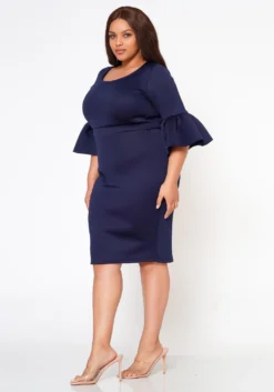 Plus Size Form Fitting Scuba Dress -Asoph Fashion Shop 2022565 003 4