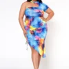 Plus Size Mindful Tie Dye One Sleeve Bodycon Dress