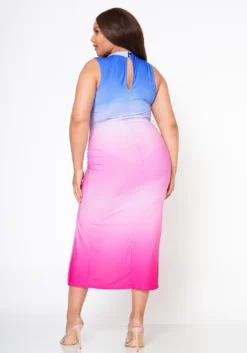 Plus Size Gradient Color Bodycon Sleeveless Dress -Asoph Fashion Shop 2022572 001 4