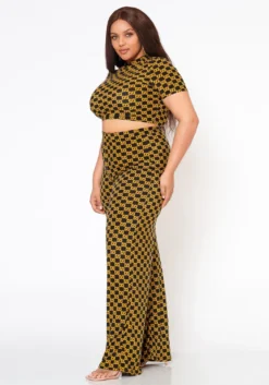 Plus Size Lavish CC Print Crop Top & Dress Pants Set -Asoph Fashion Shop 2022573 001 2