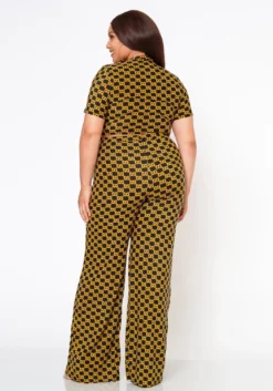 Plus Size Lavish CC Print Crop Top & Dress Pants Set -Asoph Fashion Shop 2022573 001 3