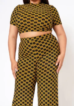 Plus Size Lavish CC Print Crop Top & Dress Pants Set -Asoph Fashion Shop 2022573 001 4