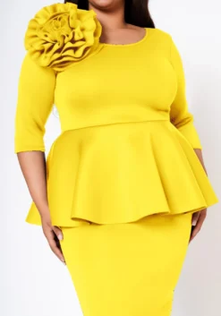 Plus Size Blossomed Floral Ascent Peplum Dress -Asoph Fashion Shop 2022575 004 6