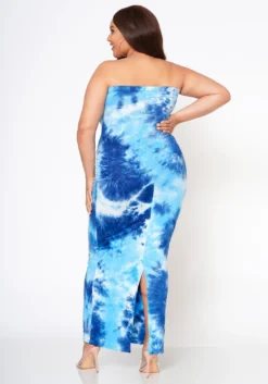 Plus Size Tie Dye Tube Maxi Dress -Asoph Fashion Shop 2022576 002 3