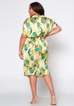 Plus Size Abstract Pattern Button Front Midi Dress -Asoph Fashion Shop 2022577 001 3