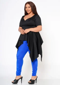 Plus Size Asymmetric Peplum Top -Asoph Fashion Shop 2022580 001 2