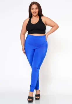 Plus Size Posh Stretch Satin Slim Pants
