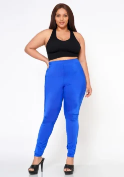 Plus Size Posh Stretch Satin Slim Pants -Asoph Fashion Shop 2022581 002 3