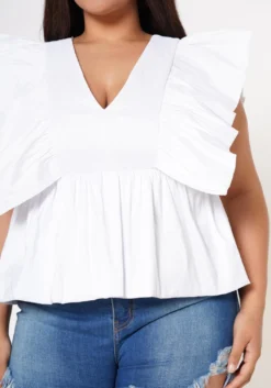 Plus Size Linen Ruffle Hem Blouse -Asoph Fashion Shop 2022587 001 6