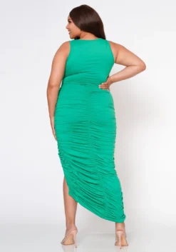 Plus Size Top Trend Ruched Bodycon Midi Dress -Asoph Fashion Shop 2022593 002 3