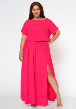 Plus Size Sincere Crop Blouse & Flare Maxi Skirt Set -Asoph Fashion Shop 2022594 002 2