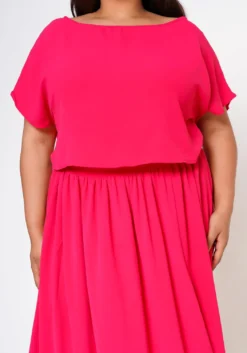 Plus Size Sincere Crop Blouse & Flare Maxi Skirt Set -Asoph Fashion Shop 2022594 002 5