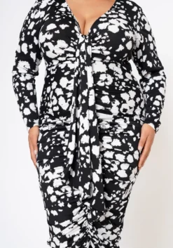 Plus Size Multi Print Drape Front Midi Dress 9 Plus Size Multi Print Drape Front Midi Dress -Asoph Fashion Shop 2022598 001 4