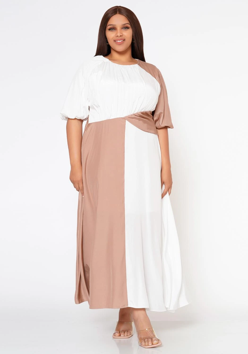 Plus Size Color Splice Fit & Flare Maxi Dress 2 Plus Size Color Splice Fit & Flare Maxi Dress - Image 2