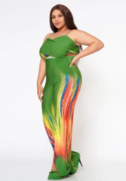 Plus Size Multi Print Flare Cami Jumpsuit -Asoph Fashion Shop 2022603 001 2