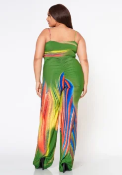 Plus Size Multi Print Flare Cami Jumpsuit -Asoph Fashion Shop 2022603 001 3