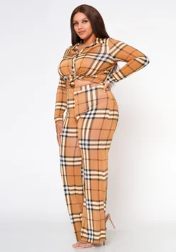 Plus Size Doing It All Plaid Pattern Coord Set -Asoph Fashion Shop 2022605 001 3
