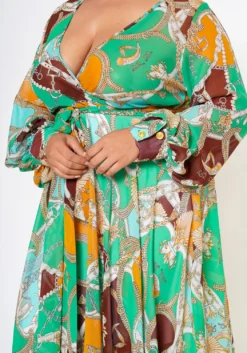 Plus Size Multi Chainlink Pattern Fit & Flare Maxi Dress -Asoph Fashion Shop 2022606 002 5