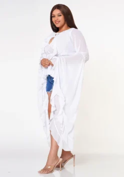 Plus Size Exaggerated Bell Sleeves Peplum Top -Asoph Fashion Shop 2022609 001 2