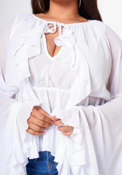 Plus Size Exaggerated Bell Sleeves Peplum Top -Asoph Fashion Shop 2022609 001 4