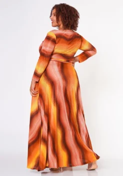 Plus Size Wave Pattern Fit & Flare Maxi Dress -Asoph Fashion Shop 2022615 001 4