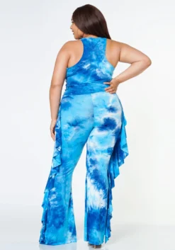 Plus Size Tie Dye Racerback Top & Ruffle Trim Pants Set 10 Plus Size Tie Dye Racerback Top & Ruffle Trim Pants Set -Asoph Fashion Shop 2022620 001 4