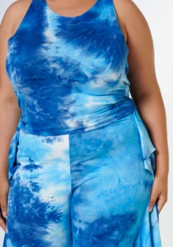 Plus Size Tie Dye Racerback Top & Ruffle Trim Pants Set 11 Plus Size Tie Dye Racerback Top & Ruffle Trim Pants Set -Asoph Fashion Shop 2022620 001 5