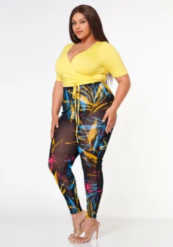 Plus Size Wrap Around Top & Leggings Set -Asoph Fashion Shop 2022622 001 3
