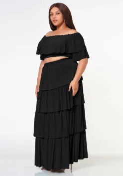 Plus Size Tiered Ruffle Top And Skirt Set -Asoph Fashion Shop 2022623 001 3