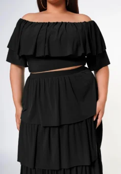 Plus Size Tiered Ruffle Top And Skirt Set -Asoph Fashion Shop 2022623 001 5