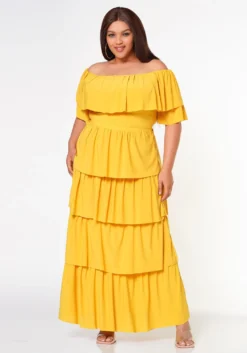 Plus Size Tiered Ruffle Top And Skirt Set