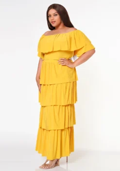Plus Size Tiered Ruffle Top And Skirt Set -Asoph Fashion Shop 2022623 003 3