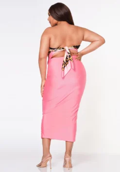 Plus Size Bandeau Scarf Top & Bodycon Maxi Skirt Set -Asoph Fashion Shop 2022625 001 3