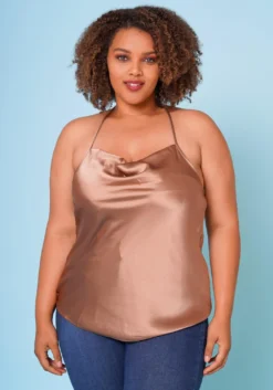 Plus Size Satin Cowl Neck Cami Top -Asoph Fashion Shop 2022628 002 3