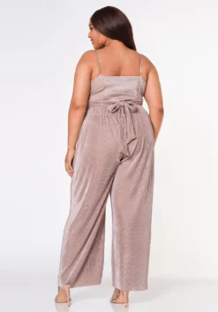 Plus Size Pleated Twist Hem Cami Top & Flare Pants Set -Asoph Fashion Shop 2022635 002 4