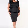 Plus Size Ruffle Peplum Midi Dress