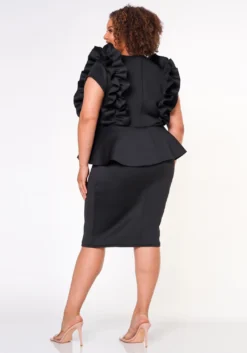 Plus Size Ruffle Peplum Midi Dress -Asoph Fashion Shop 2022642 001 4