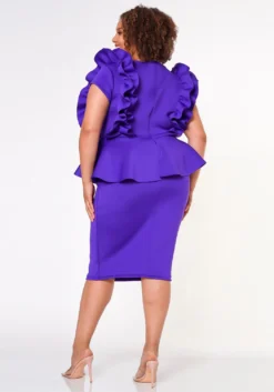 Plus Size Ruffle Peplum Midi Dress -Asoph Fashion Shop 2022642 004 5
