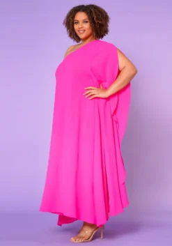 Plus Size One Shoulder Maxi Flare Dress -Asoph Fashion Shop 2022644 003 4