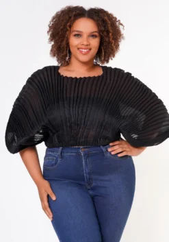 Plus Size Pleated Dolman Sleeve Top