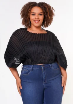 Plus Size Pleated Dolman Sleeve Top -Asoph Fashion Shop 2022648 001 3