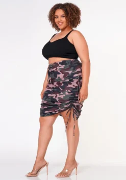 Plus Size Drawstring Side Camo Skirt -Asoph Fashion Shop 2022649 001 3